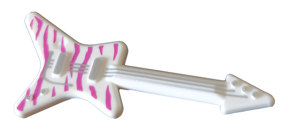 Электрическая гитара Minifigure,Utensil Musical Instrument, Guitar Electric 'ML' Type with Dark Pink Tiger Stripes and Silver Strings 17356pb04 U